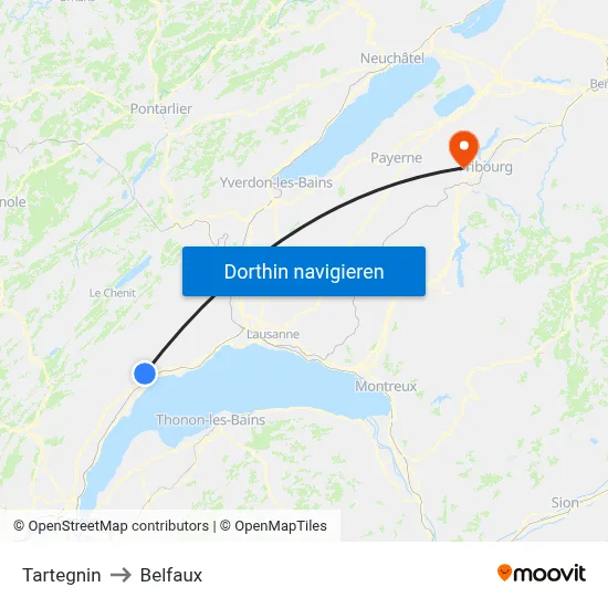 Tartegnin to Belfaux map