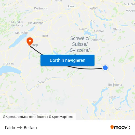 Faido to Belfaux map