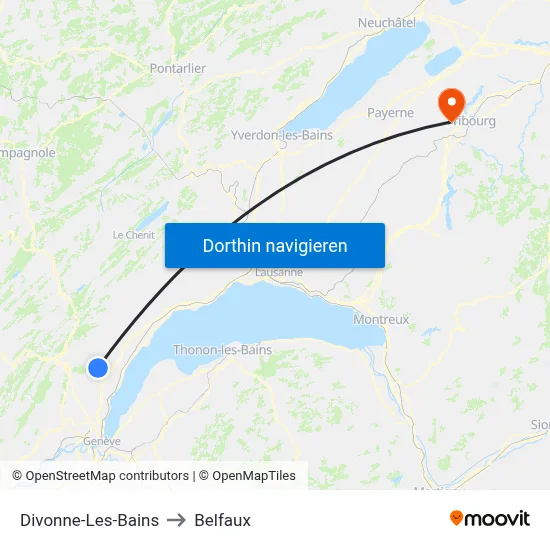 Divonne-Les-Bains to Belfaux map