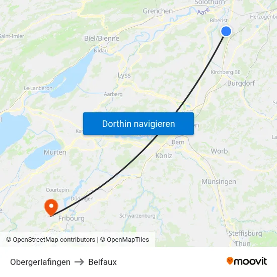 Obergerlafingen to Belfaux map