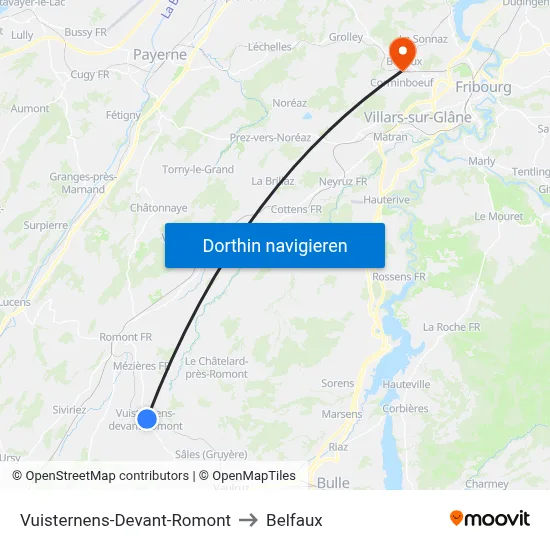 Vuisternens-Devant-Romont to Belfaux map