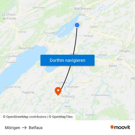 Mörigen to Belfaux map