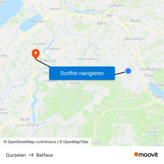 Gurzelen to Belfaux map