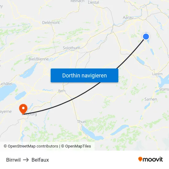 Birrwil to Belfaux map