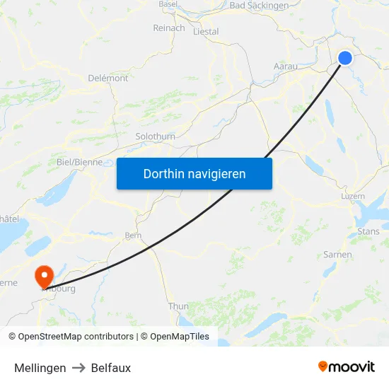 Mellingen to Belfaux map
