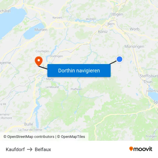 Kaufdorf to Belfaux map