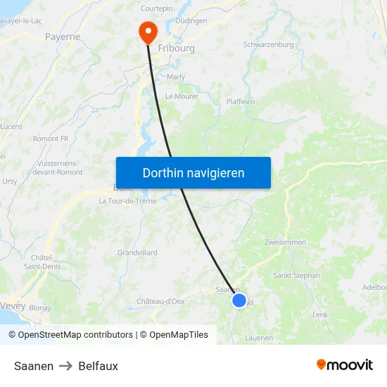 Saanen to Belfaux map