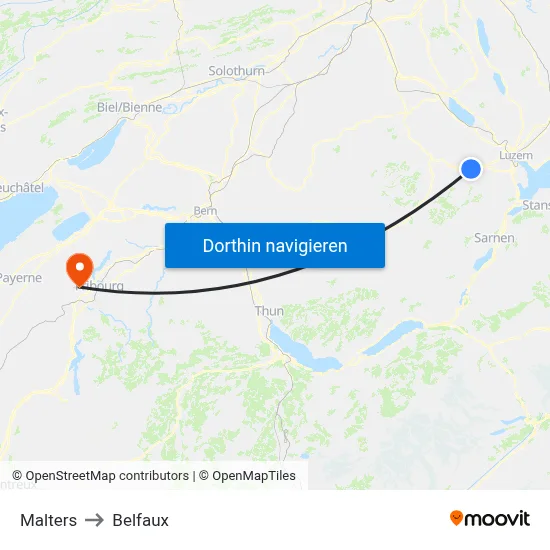Malters to Belfaux map