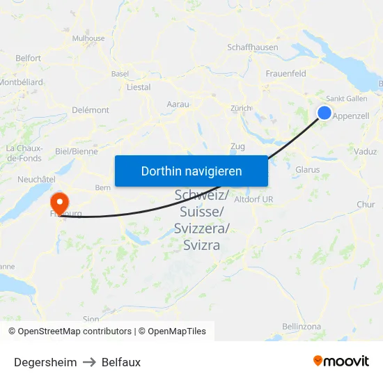 Degersheim to Belfaux map