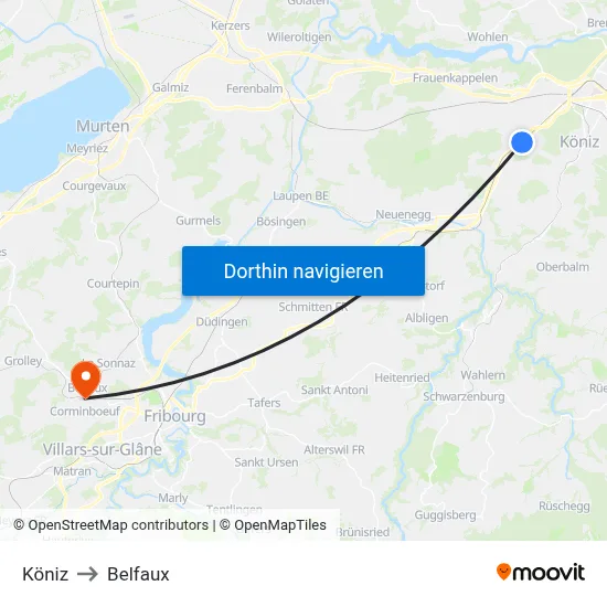 Köniz to Belfaux map