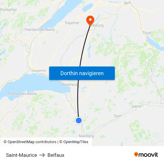 Saint-Maurice to Belfaux map