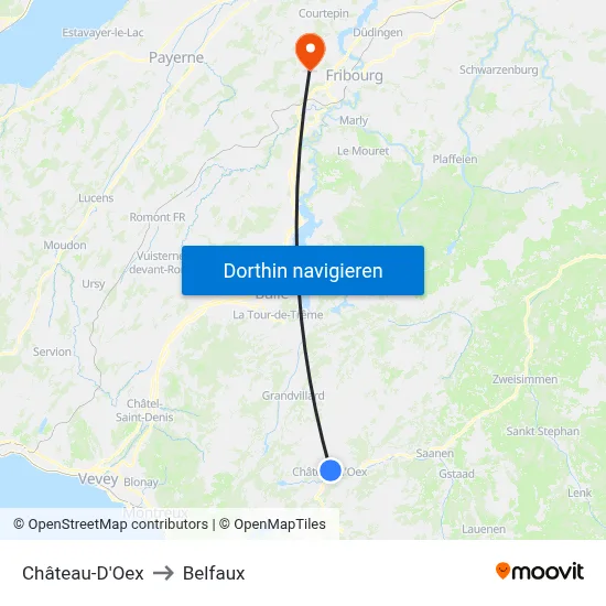 Château-D'Oex to Belfaux map