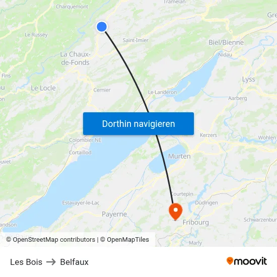 Les Bois to Belfaux map