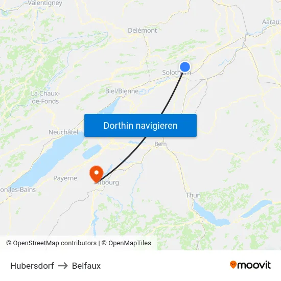 Hubersdorf to Belfaux map