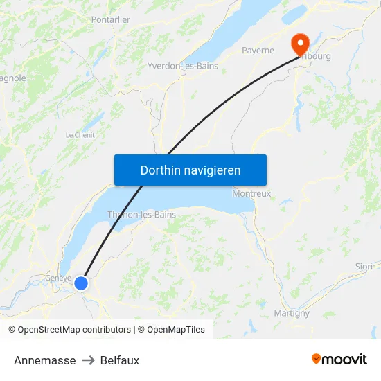 Annemasse to Belfaux map