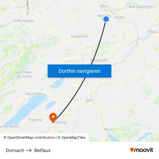 Dornach to Belfaux map
