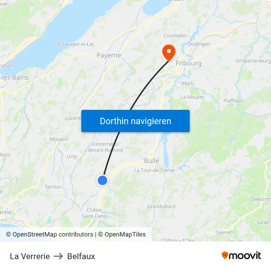 La Verrerie to Belfaux map
