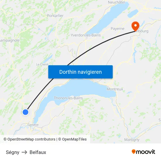 Ségny to Belfaux map