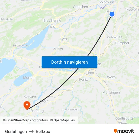 Gerlafingen to Belfaux map