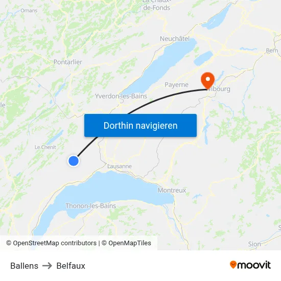 Ballens to Belfaux map