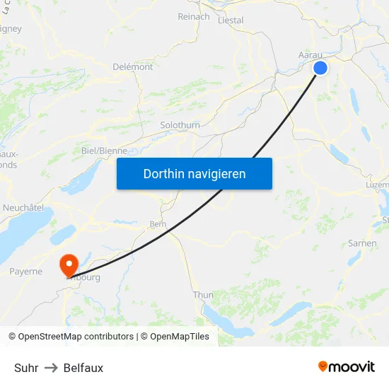 Suhr to Belfaux map