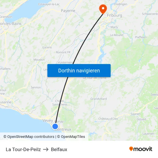 La Tour-De-Peilz to Belfaux map