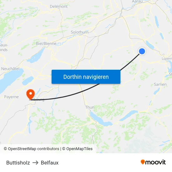 Buttisholz to Belfaux map