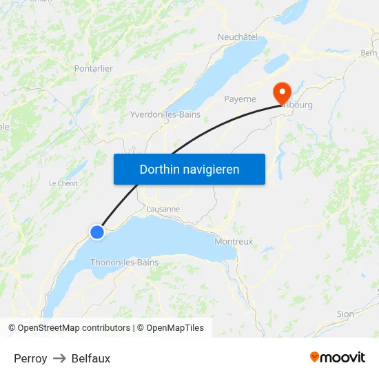 Perroy to Belfaux map