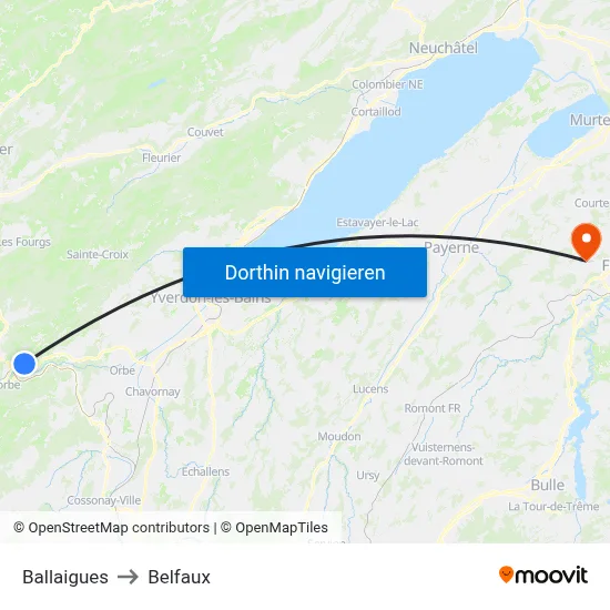 Ballaigues to Belfaux map