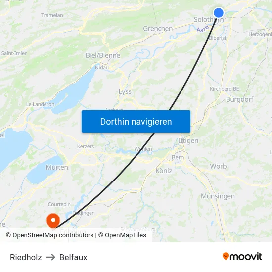 Riedholz to Belfaux map