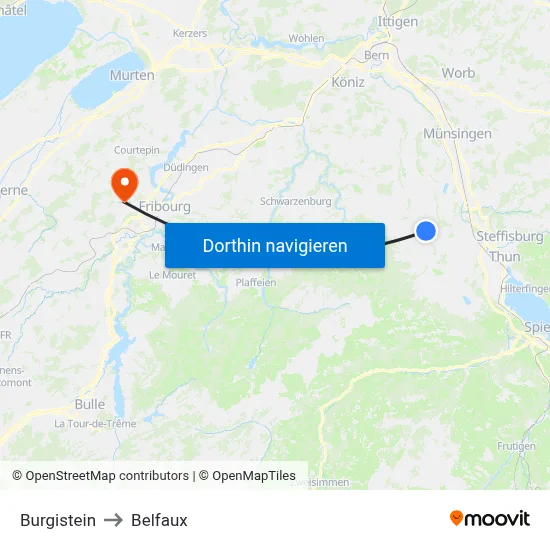 Burgistein to Belfaux map