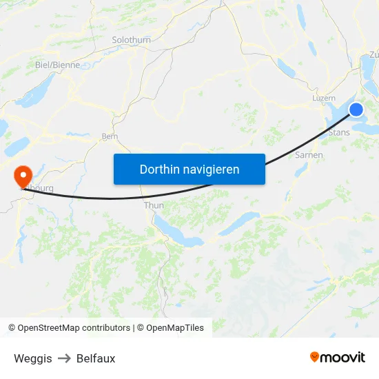 Weggis to Belfaux map