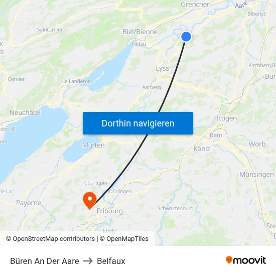 Büren An Der Aare to Belfaux map