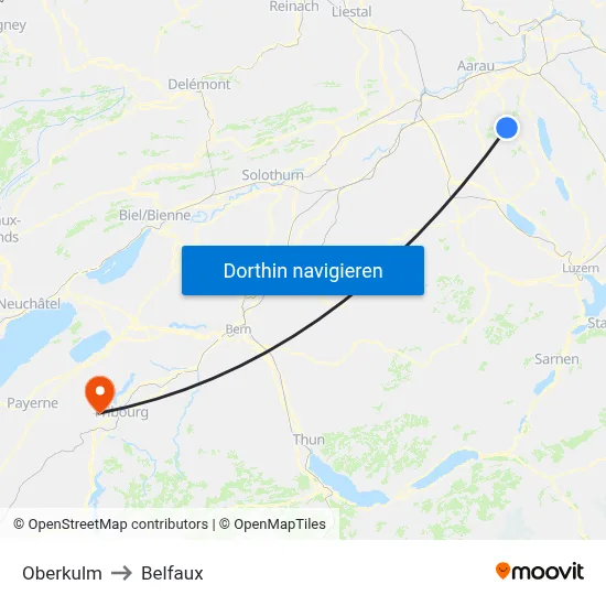 Oberkulm to Belfaux map