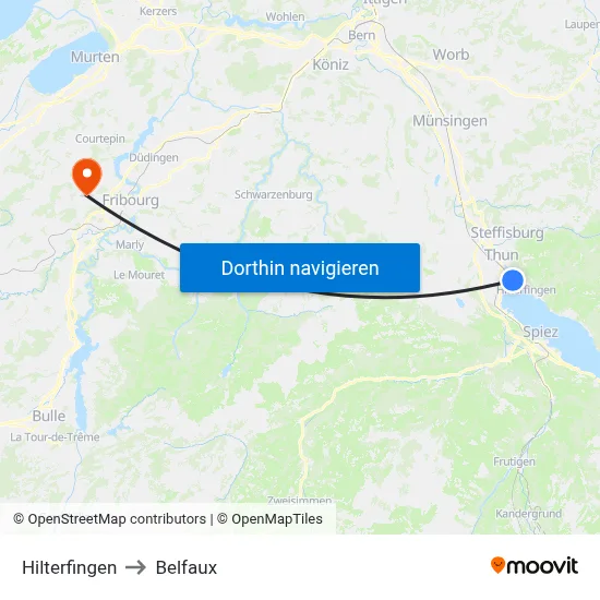 Hilterfingen to Belfaux map