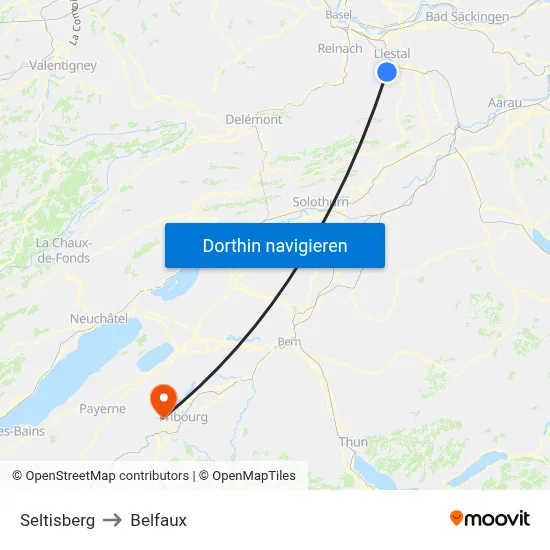 Seltisberg to Belfaux map