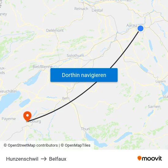 Hunzenschwil to Belfaux map