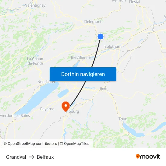 Grandval to Belfaux map