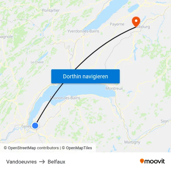 Vandoeuvres to Belfaux map