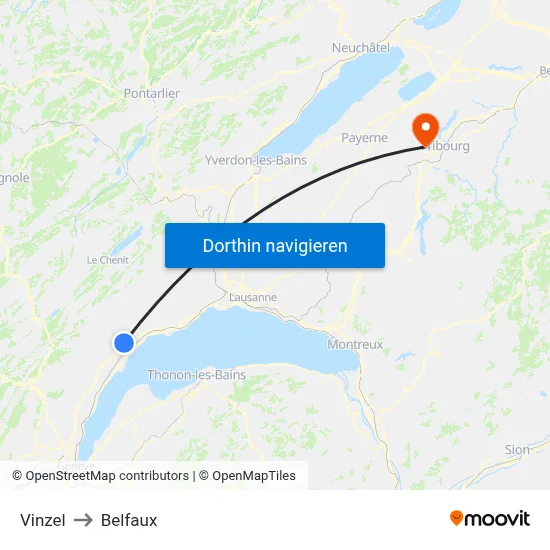 Vinzel to Belfaux map