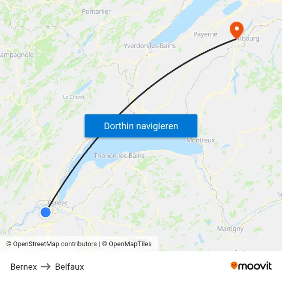 Bernex to Belfaux map