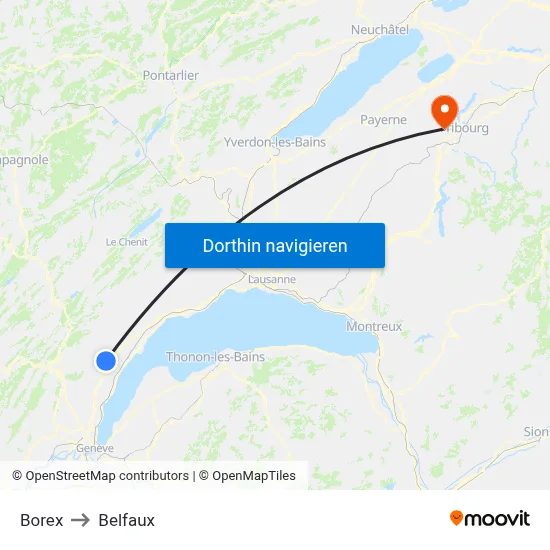 Borex to Belfaux map