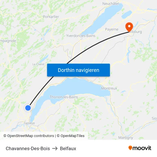 Chavannes-Des-Bois to Belfaux map