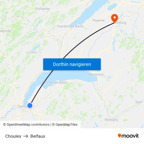 Choulex to Belfaux map