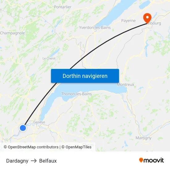 Dardagny to Belfaux map
