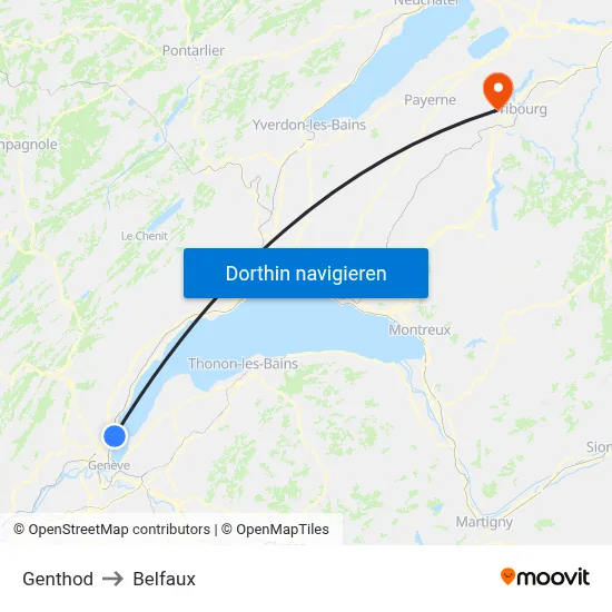 Genthod to Belfaux map