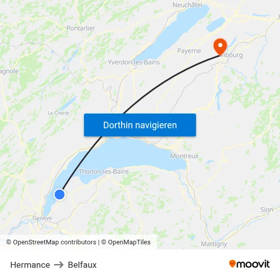 Hermance to Belfaux map