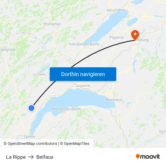 La Rippe to Belfaux map