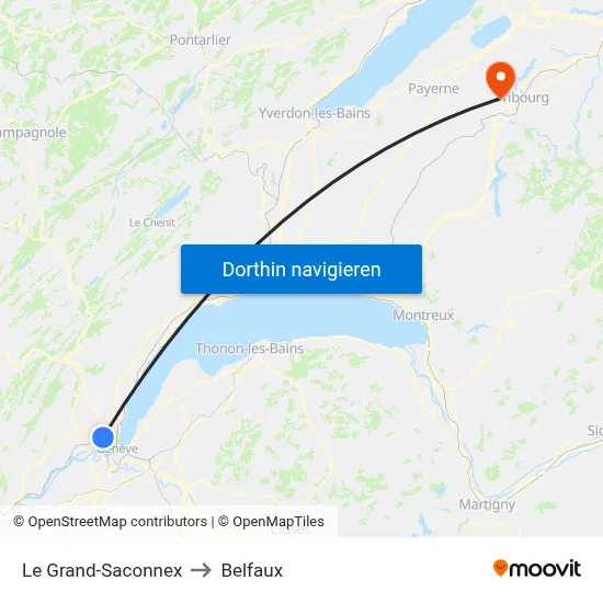 Le Grand-Saconnex to Belfaux map