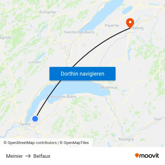 Meinier to Belfaux map